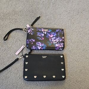 Victoria's Secret Black Floral Wristlet